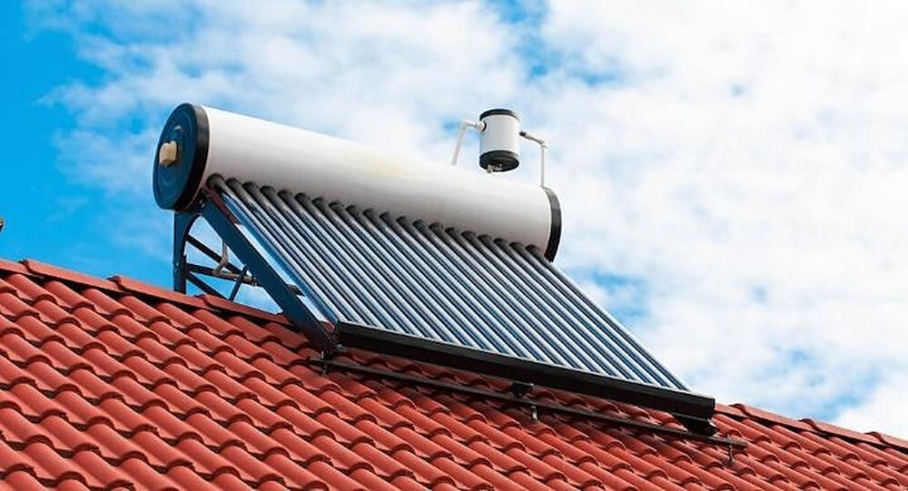 Solar water heater on a roof